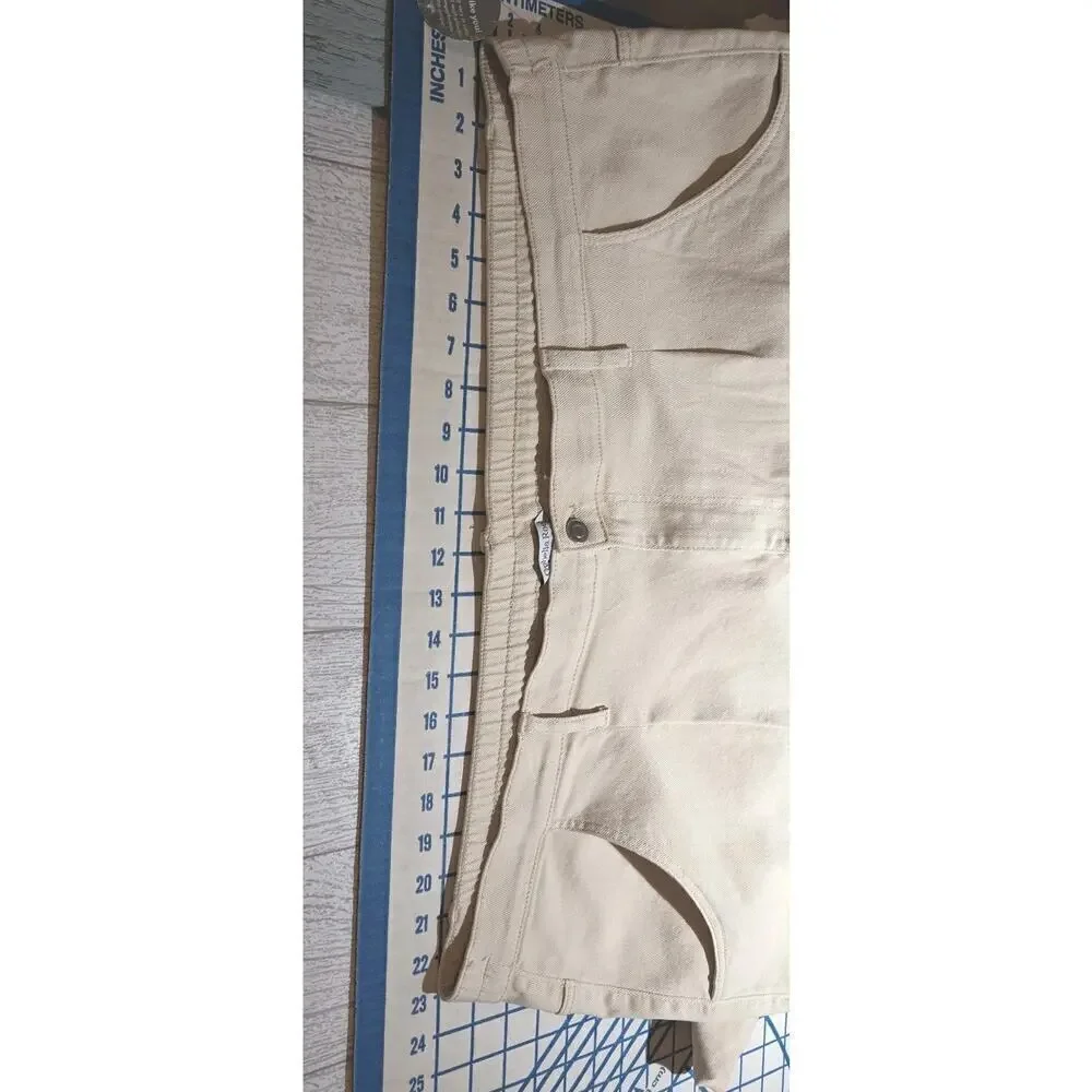 Ophelia Roe Plus Size 3X Capris Cropped Cream Denim Pants Flat Front 46